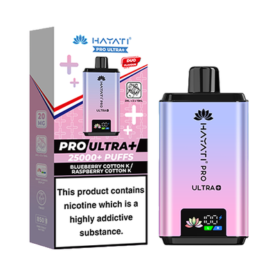 Hayati Pro Ultra Plus 25k Prefilled Pod Kit - Blueberry Cotton K - Raspberry Cotton K