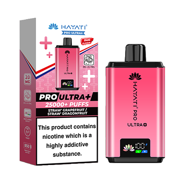 Hayati Pro Ultra Plus 25k Prefilled Pod Kit - Straw' Grapefruit - Straw' Dragonfruit